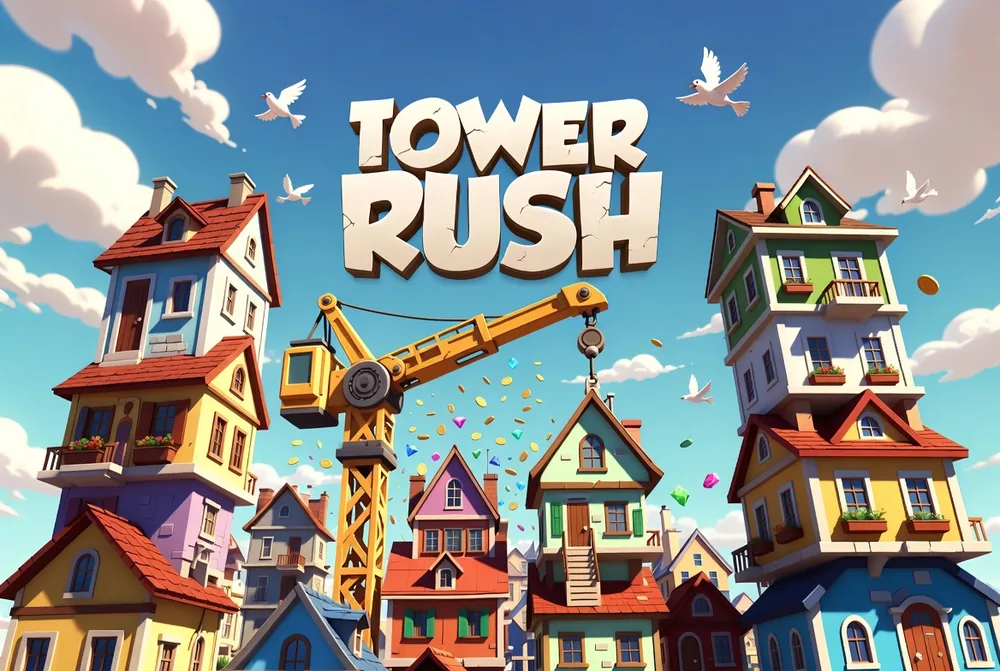 Coins stacking beside a Tower Rush real money cash-out